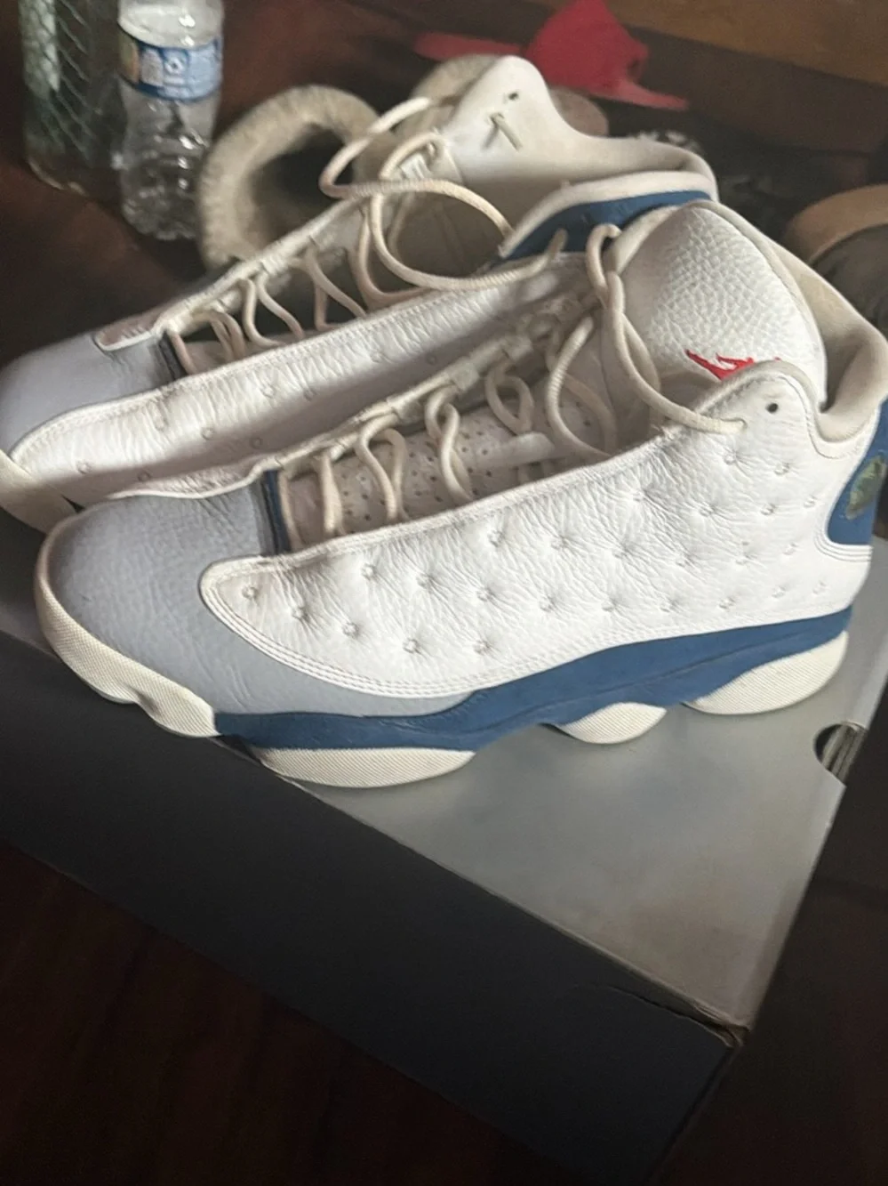Jordan White and Navy Retro Basketball Sneakers